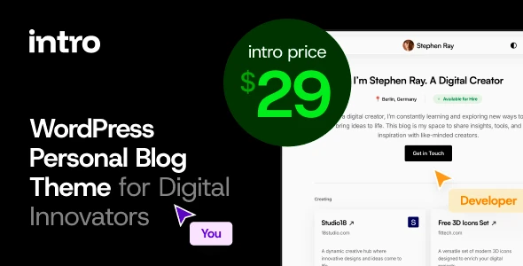 Intro – Personal Digital Blog WordPress Theme
